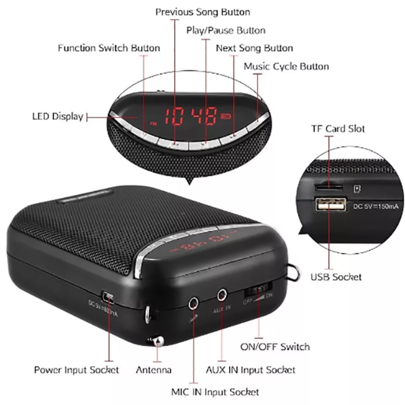 Máy trợ giảng kèm MIC không dây + có dây 10W Takstar E190M - Phụ Kiện Điện Tử Việt Nam may tro giang khong day takstar e190m