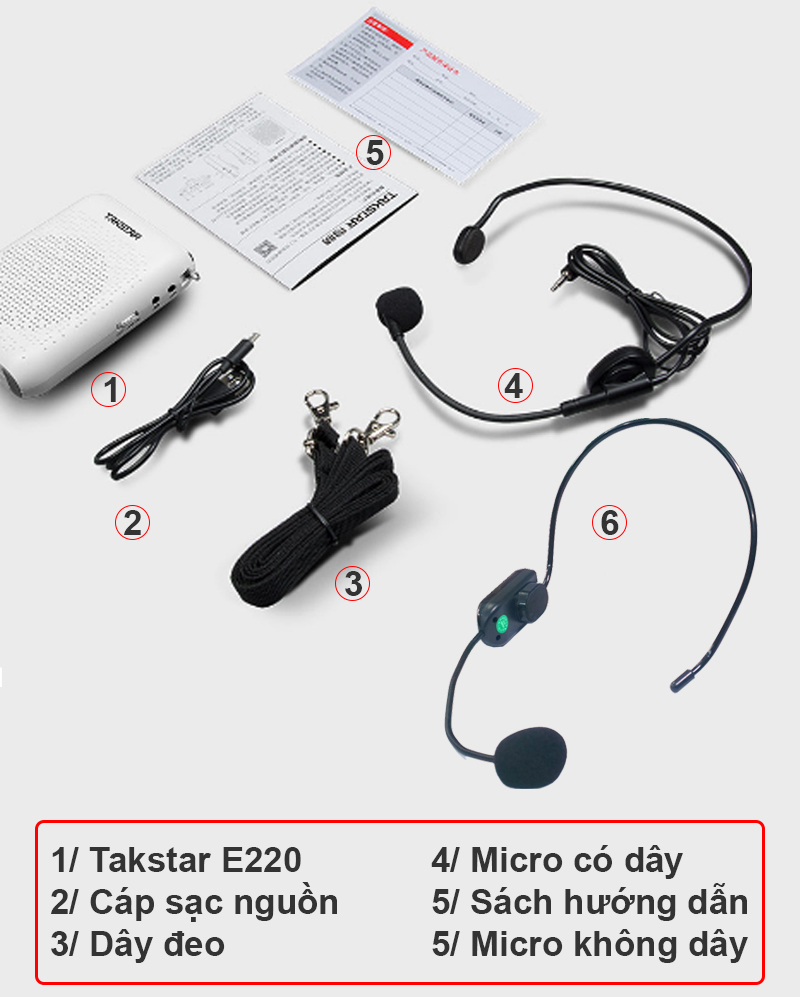 Máy trợ giảng Micro có dây 8W FM TF Bluetooth AUX Takstar E220 - Phụ Kiện Điện Tử Việt Nam may tro giang takstar e220