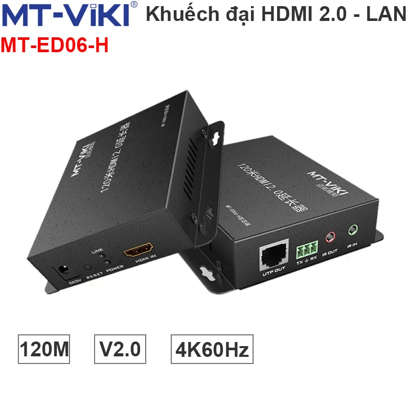 Bộ khuếch đại tín hiệu HD 2.0 4K60Hz qua dây mạng 120 mét MT-VIKI MT-ED06-H - Phụ Kiện Điện Tử Việt Nam bo khuech dai hdmi 2.0 qua day mang mt-viki mt-ed06-h