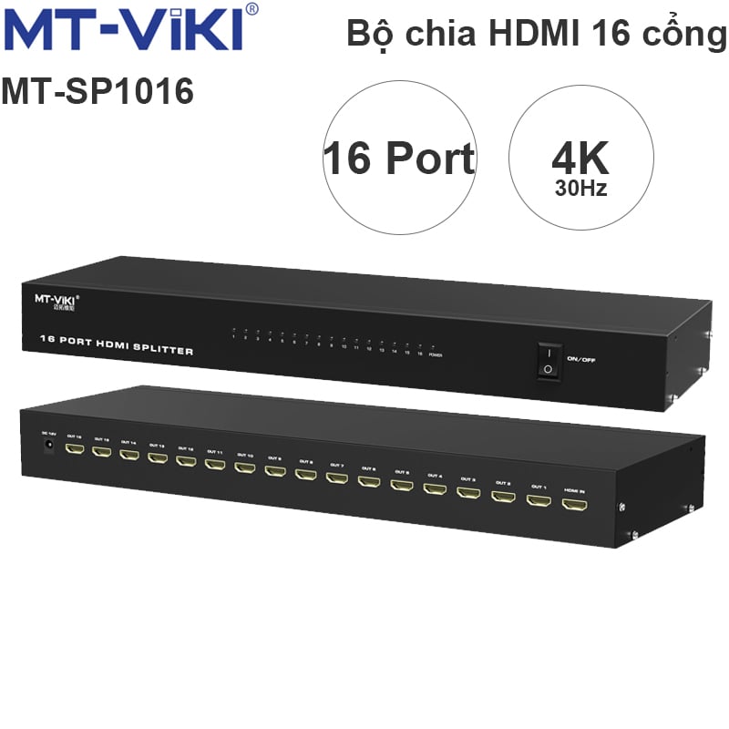 Bộ chia HDMI splitter V1.4 16 port 4K30Hz 3D MT-VIKI MT-SP1016 - Phụ Kiện Điện Tử Việt Nam bo chia hdmi 16 cong mt-viki mt-sp1016