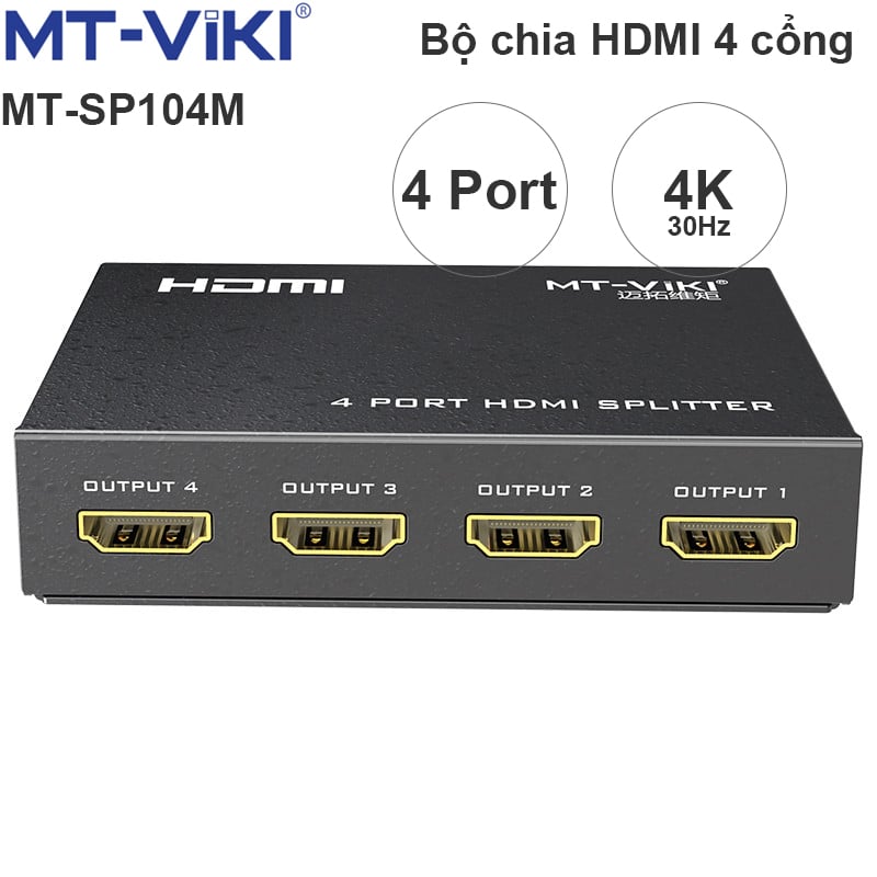 Bộ chia HDMI splitter V1.4 4 port 4K30Hz 3D MT-VIKI MT-SP104M - Phụ Kiện Điện Tử Việt Nam bo chia hdmi 4 cong mt-viki mt-sp104m