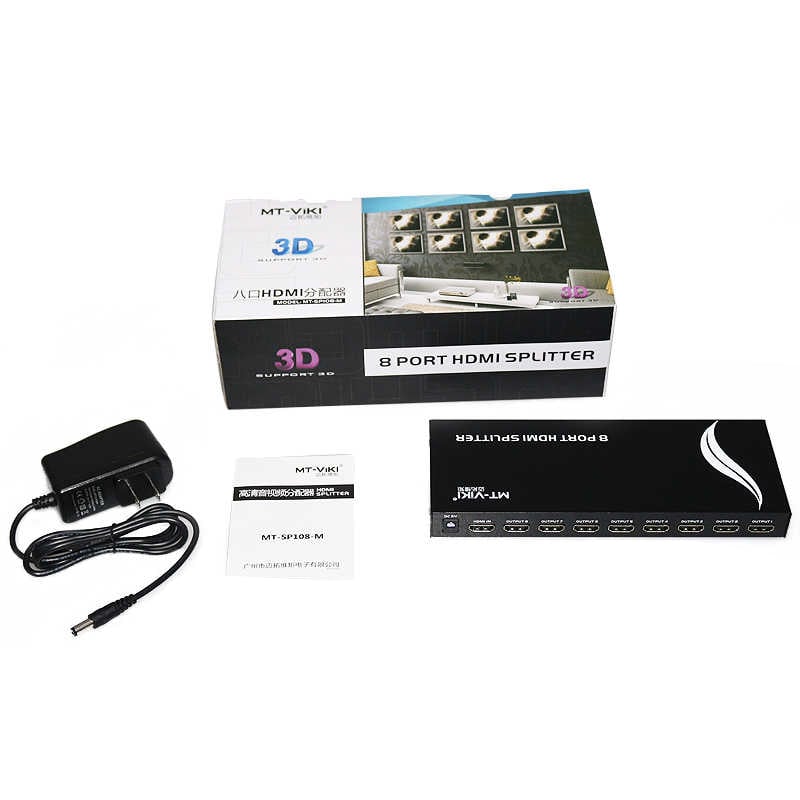 Bộ chia HDMI splitter V1.4 8 port 4K30Hz 3D MT-VIKI MT-SP108M - Phụ Kiện Điện Tử Việt Nam bo chia hdmi 8 cong mt-viki mt-sp108m