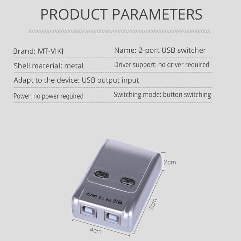 Bộ chia sẻ máy in tự động bấm tay MT-SW221 1 ra 2 cổng USB MT-VIKI - Phụ Kiện Điện Tử Việt Nam usb switch mt-viki sw221