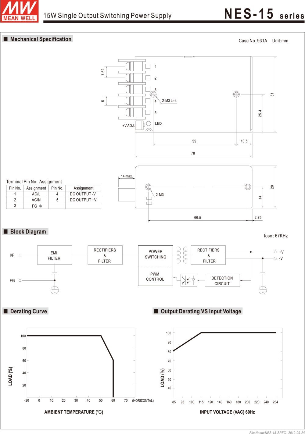 Nguồn DC LED 24V Meanwell NES-15-24 24V 0.7A 15W Đài Loan