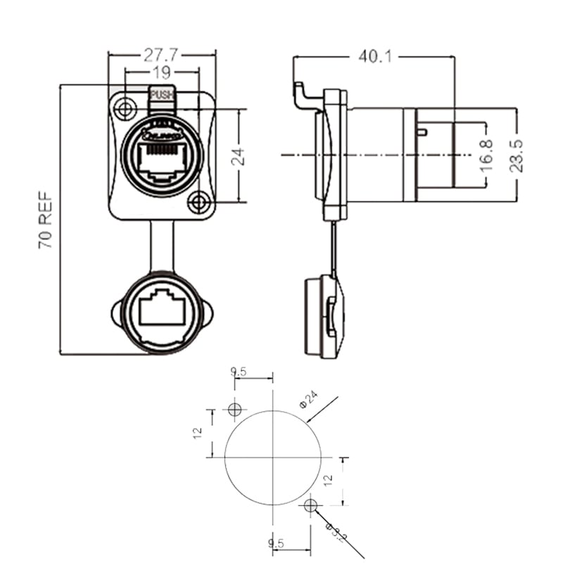 Nhân mạng RJ45 chống nước lắp bảng điều khiển Gorizon JD820F-CR - Phụ Kiện Điện Tử Việt Nam giac cam mang internet rj45 am tuong am san gorizon
