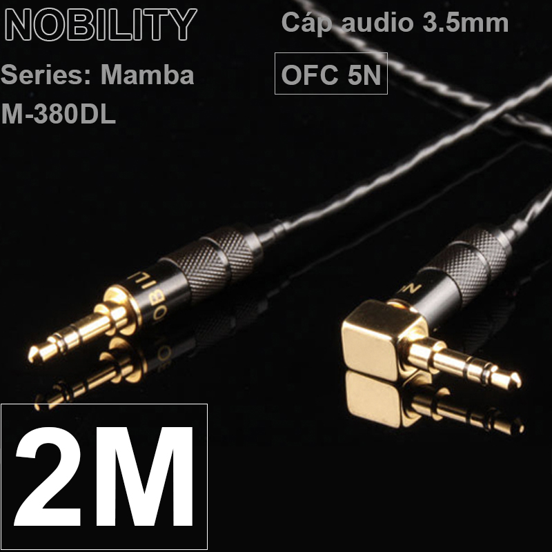 Dây cáp audio 2 đầu 3.5mm đồng tinh khiết 6N mạ bạc 2 mét bẻ góc Nobility Series Mamba M-380DL - Phụ Kiện Điện Tử Việt Nam cap am thanh aux 3.5mm