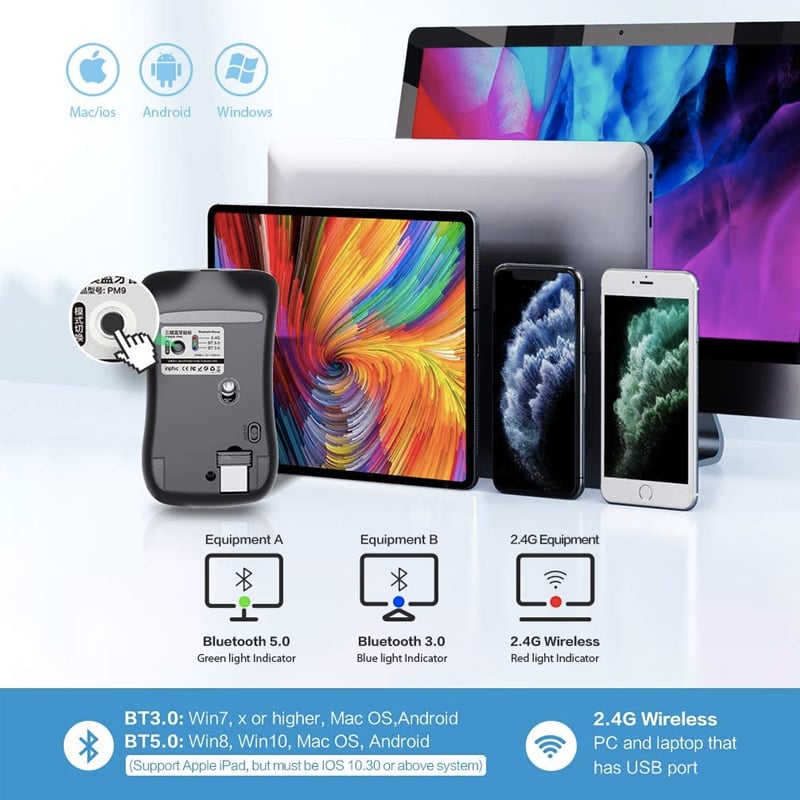 Chuột bluetooth 5.0 3.0 không dây 2.4GHz Inphic PM9BS - Phụ Kiện Điện Tử Việt Nam chuot bluetooth inphic