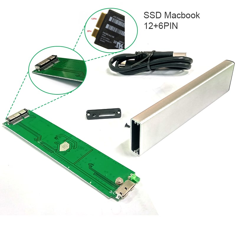 SSD box USB 3.0 12+6 pin đọc ổ SSD của Macbook Air A1369 A1370 CY U3-089 - Phụ Kiện Điện Tử Việt Nam ssd box cho macbook air