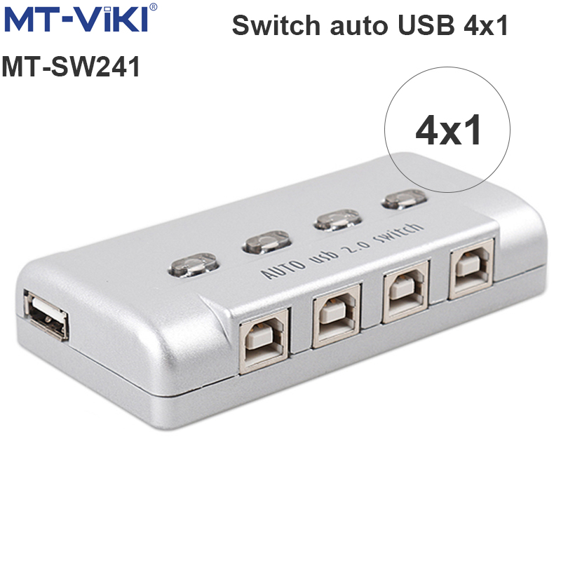 Bộ chia sẻ máy in tự động bấm tay MT-SW241 1 ra 4 cổng USB MT-VIKI - Phụ Kiện Điện Tử Việt Nam switch usb 4x1 mt-viki mt-sw241
