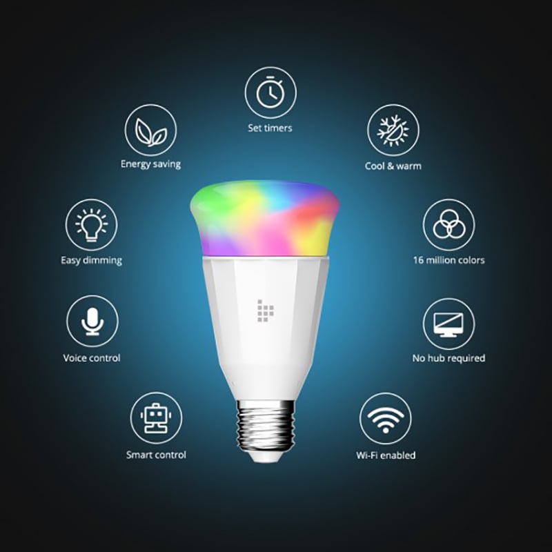 Bóng đèn đổi màu RGB điều khiển từ xa qua Wifi 9W Tronsmart Smart Wi-Fi RGB LED Light Bulb TB01 - Phụ Kiện Điện Tử Việt Nam bong den daoi mau rgb tronsmart