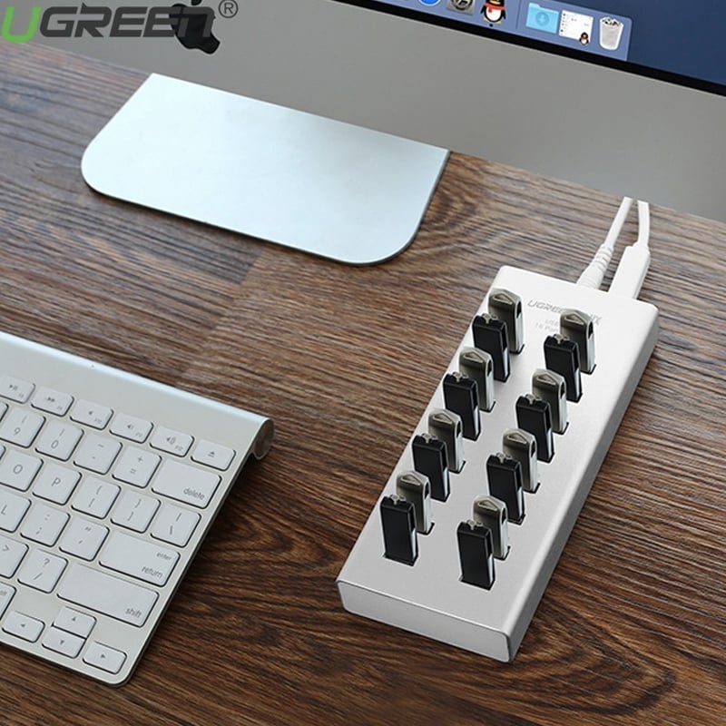 Bộ chia USB 2.0 16 cổng hỗ trợ nguồn ngoài Ugreen 20298 - Phụ Kiện Điện Tử Việt Nam ugreen 20298