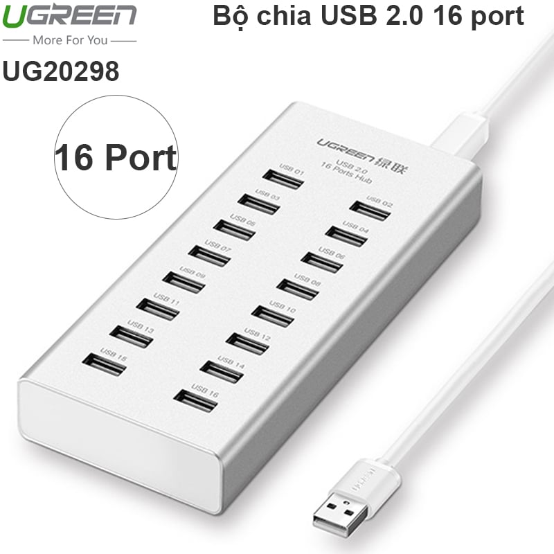 Bộ chia USB 2.0 16 cổng hỗ trợ nguồn ngoài Ugreen 20298 - Phụ Kiện Điện Tử Việt Nam ugreen 20298