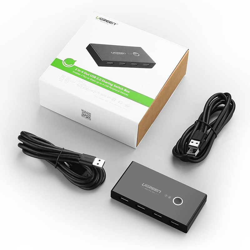 Bộ chia sẻ USB 2.0 4 thiết bị vào 2 máy tính - USB switch 2x4 Ugreen 30767 - Phụ Kiện Điện Tử Việt Nam switch usb 4x2 ugreen 30767