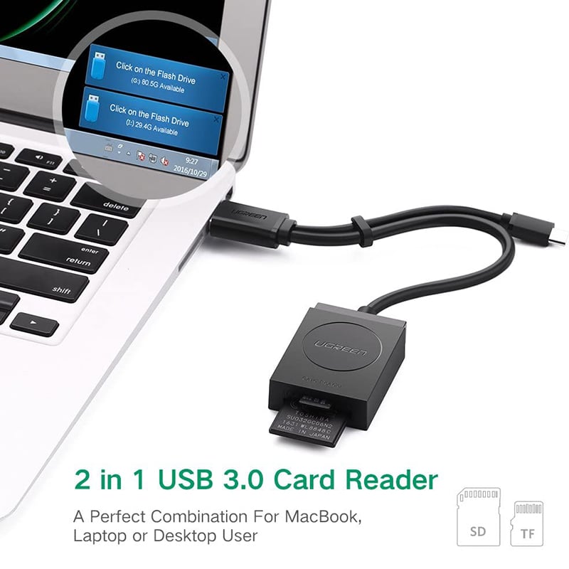 Đầu đọc thẻ nhớ TF SD USB 3.0 micro USB OTG Ugreen 20203 - Phụ Kiện Điện Tử Việt Nam dau doc the nho usb 3.0 micro usb otg ugreen 20203