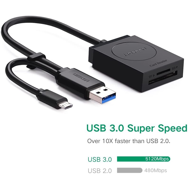 Đầu đọc thẻ nhớ TF SD USB 3.0 micro USB OTG Ugreen 20203 - Phụ Kiện Điện Tử Việt Nam dau doc the nho usb 3.0 micro usb otg ugreen 20203