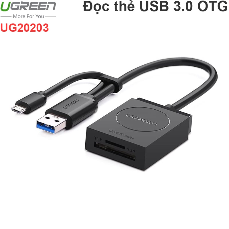 Đầu đọc thẻ nhớ TF SD USB 3.0 micro USB OTG Ugreen 20203 - Phụ Kiện Điện Tử Việt Nam dau doc the nho usb 3.0 micro usb otg ugreen 20203
