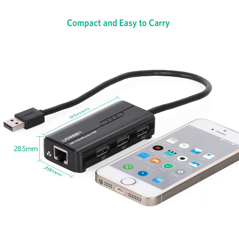 Bộ chia USB 2.0 3 cổng + LAN RJ45 10/100Mbps Ugreen 20264 - Phụ Kiện Điện Tử Việt Nam bo chia usb 2.0 3 cong 1 cong lan ugreen 20264