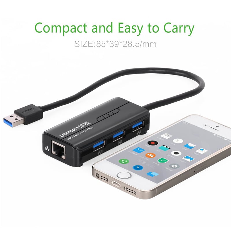 Bộ chia USB 3.0 3 cổng + LAN RJ45 10/100Mbps Ugreen 20266 - Phụ Kiện Điện Tử Việt Nam hub chia usb 3.0 3 cong 1 cong lan ugreen 20266