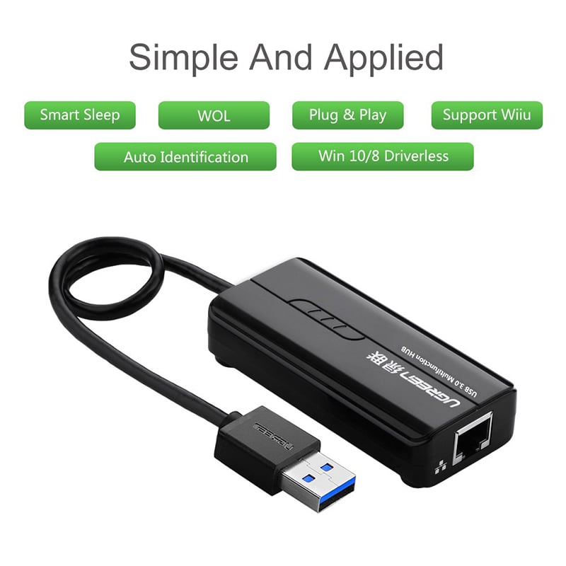 Bộ chia USB 3.0 3 cổng + LAN RJ45 10/100Mbps Ugreen 20266 - Phụ Kiện Điện Tử Việt Nam hub chia usb 3.0 3 cong 1 cong lan ugreen 20266