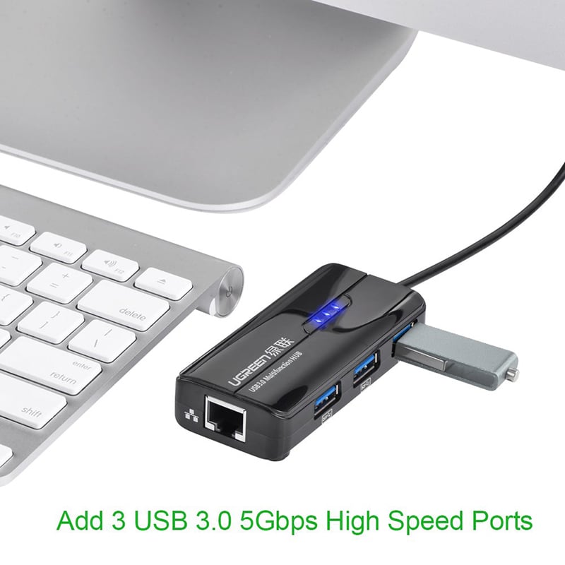 Bộ chia USB 3.0 3 cổng + LAN RJ45 10/100Mbps Ugreen 20266 - Phụ Kiện Điện Tử Việt Nam hub chia usb 3.0 3 cong 1 cong lan ugreen 20266