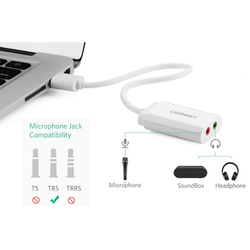 Card sound USB | USB ra audio 3.5mm Tai nghe + Microphone Ugreen 30143 - Phụ Kiện Điện Tử Việt Nam card sound usb ugreen
