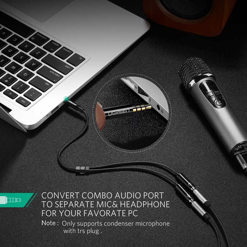 Cáp chia Audio 3.5mm ra một cổng Mic và một cổng ra Loa Ugreen 30620 (đen) - Phụ Kiện Điện Tử Việt Nam ugreen 30620 cap chia audio 3.5mm 1 ben micro 1 ben tai nghe