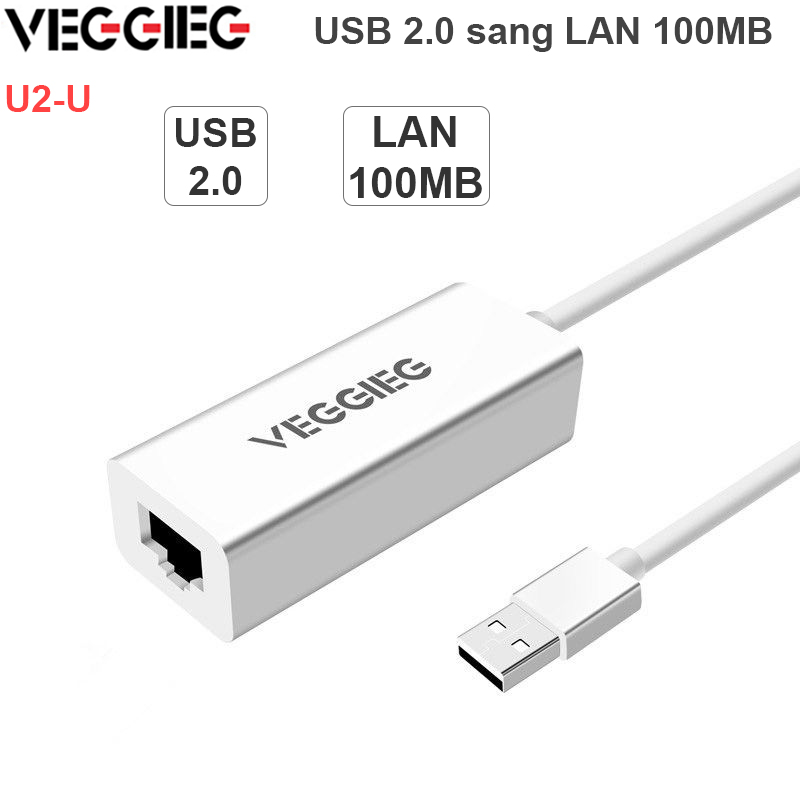 USB 2.0 sang LAN RJ45 100Mbps - Card mạng cắm cổng USB 100Mbps Veggieg U2-U - Phụ Kiện Điện Tử Việt Nam usb sang rj45 lan 100mb veggieg u2-u