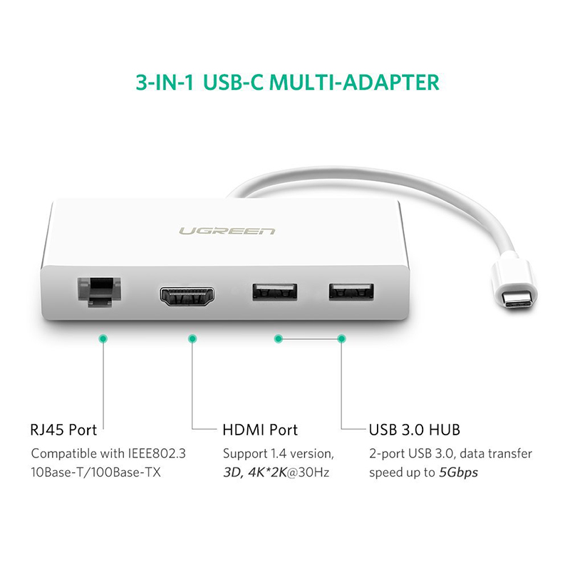 usb-c ra hdmi lan usb 3.0 ugreen 40377