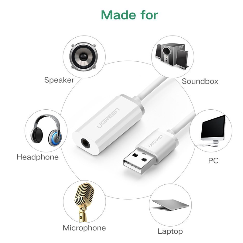 Cạc sound USB 1 cổng 3.5mm Ugreen 30712 - USB sang 3.5mm audio và microphone - Phụ Kiện Điện Tử Việt Nam ugreen 30712
