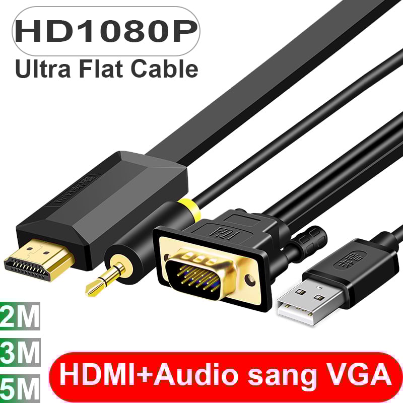 Dây cáp chuyển VGA + Audio sang HDMI 2 Mét 3 Mét full HD 1080P - Phụ Kiện Điện Tử Việt Nam vga sang HDMI 2 met 3 met 5 met