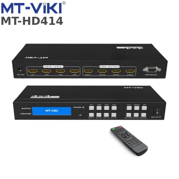 Bộ chia HDMI Ma trận 4 ra 4 MT-ViKi MT-HD414 - Hỗ trợ 4K30Hz