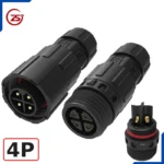 Đầu nối điện, dây điều khiển chống nước đực cái IP68 M16 ZSJ-M16-MFS chân hàn - 4 chân