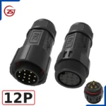 Đầu nối dây điện, dây điều khiển chống nước IP68 ZSJ M25-MFS loại chân hàn - 12 chân
