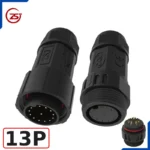 Đầu nối dây điện, dây điều khiển chống nước IP68 ZSJ M25-MFS loại chân hàn - 13 chân