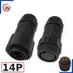 Đầu nối dây điện, dây điều khiển chống nước IP68 ZSJ M25-MFS loại chân hàn - 14 chân