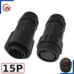 Đầu nối dây điện, dây điều khiển chống nước IP68 ZSJ M25-MFS loại chân hàn - 15 chân
