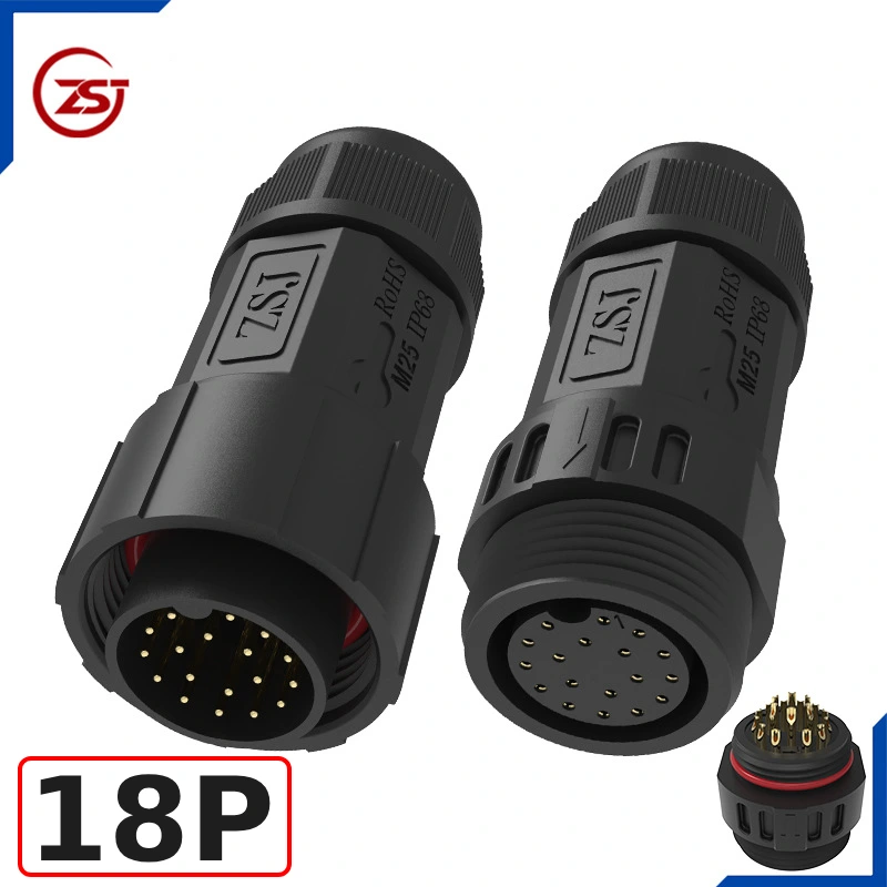 Đầu nối điện chống nước IP68 ZSJ-M25-MFS-18P