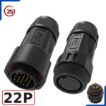 Đầu nối dây điện, dây điều khiển chống nước IP68 ZSJ M25-MFS loại chân hàn - 22 chân