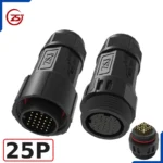 Đầu nối dây điện, dây điều khiển chống nước IP68 ZSJ M25-MFS loại chân hàn - 25 chân
