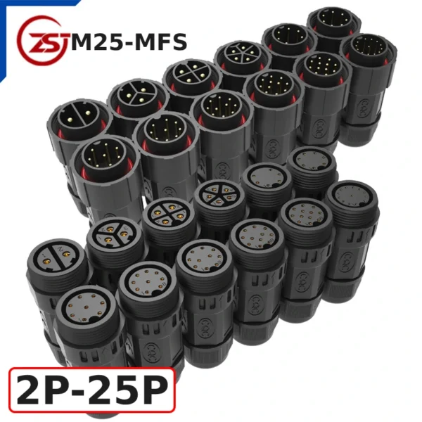 Đầu nối điện chống nước IP68 ZSJ-M25-MFS-2P-25P
