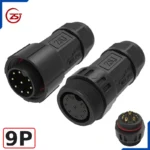 Đầu nối dây điện, dây điều khiển chống nước IP68 ZSJ M25-MFS loại chân hàn - 9 chân