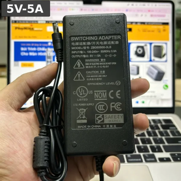 Nguồn DC 5V-5A Adapter ZB050500-3LS chân cắm 5.5mmx2.5mm 1
