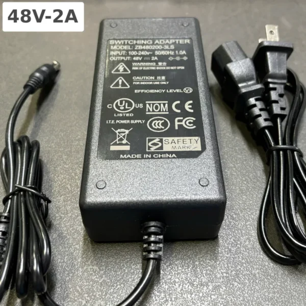 Nguồn DC Adapter 48V-2A ZB480200-3LS, chân cắm DC 5.5x2.5mm