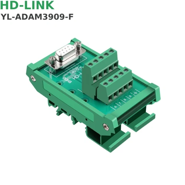 Đầu nối DB9 đực cái gắn thanh ray DIN terminal block HD-Link YL-Adam3909-M/F