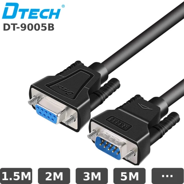Dây cáp COM DB9 RS232 1 đầu đực 1 đầu cái Dtech DT-9005B dài từ 1.5m, 2m, 3m, 5m