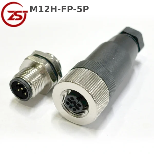 Đầu giắc nối cảm biến M12 chống nước IP67 lắp mặt bích 5 chân A-Code ZSJ M12H-FP-5P