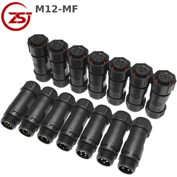 Đầu nối điện chống nước đực cái chuẩn IP68 chính hãng ZSJ M12-MF