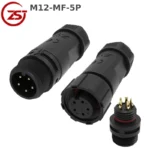 Đầu nối điện chống nước đực cái chuẩn IP68 chính hãng ZSJ M12-MF - 5 chân