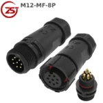 Đầu nối điện chống nước đực cái chuẩn IP68 chính hãng ZSJ M12-MF - 8 chân
