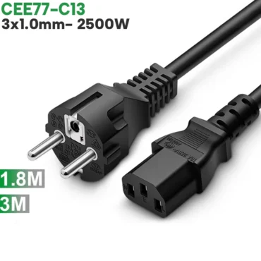 Cáp nguồn EU CEE 77- IEC320 C13 3x1.0mm 2